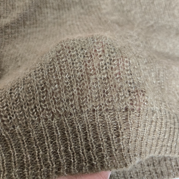 Splendid Mohair Wool Blend Colorblock Knit Sweater Button Detail orange beige M - Picture 6 of 9